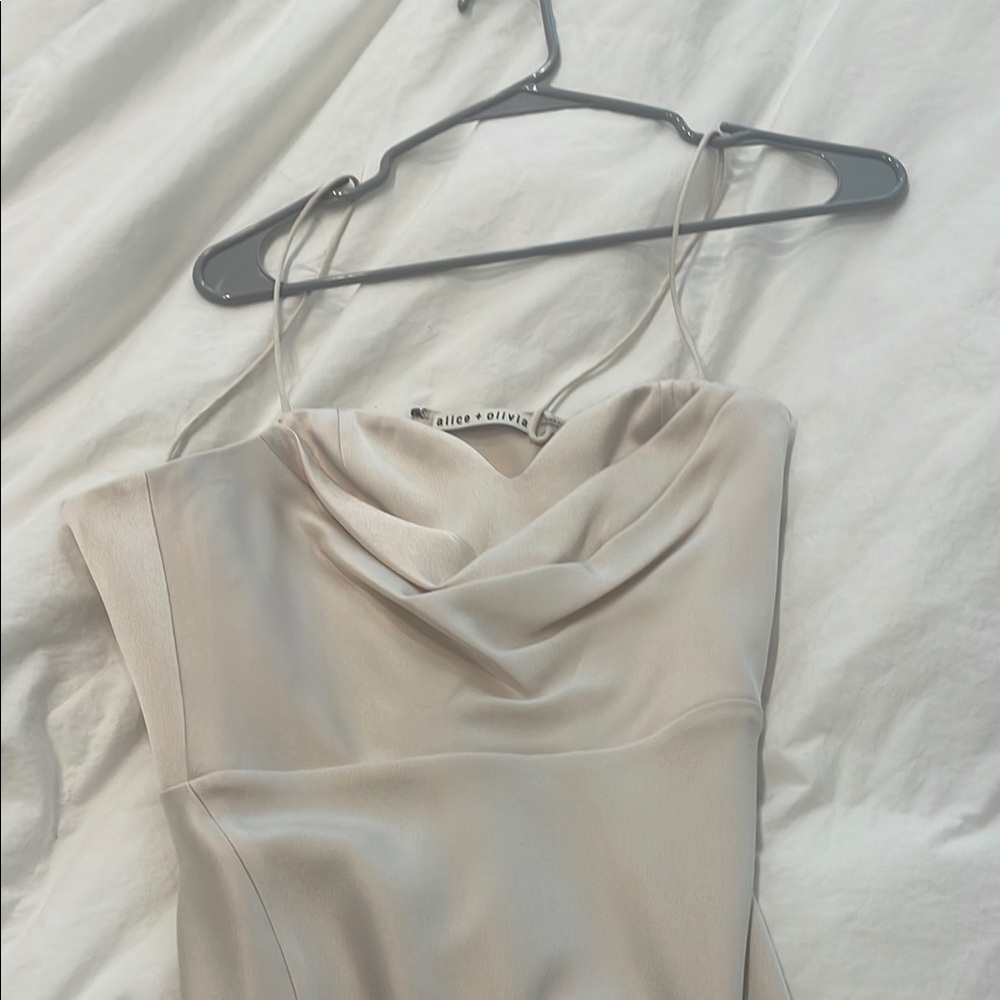 Alice + Olivia Beige Cowl Neck Dress